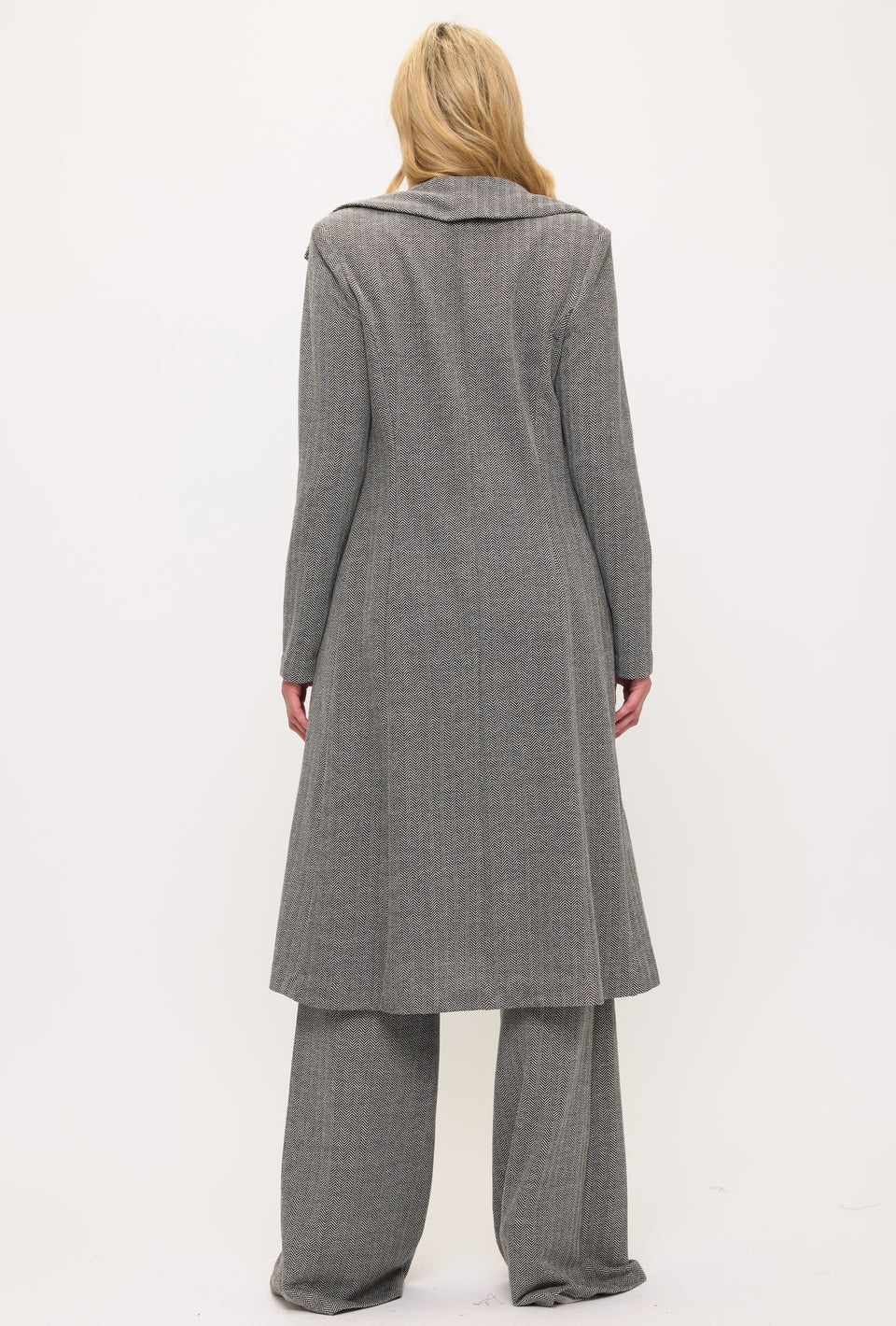 Chevron print crop vest top jacket and pants three piece set