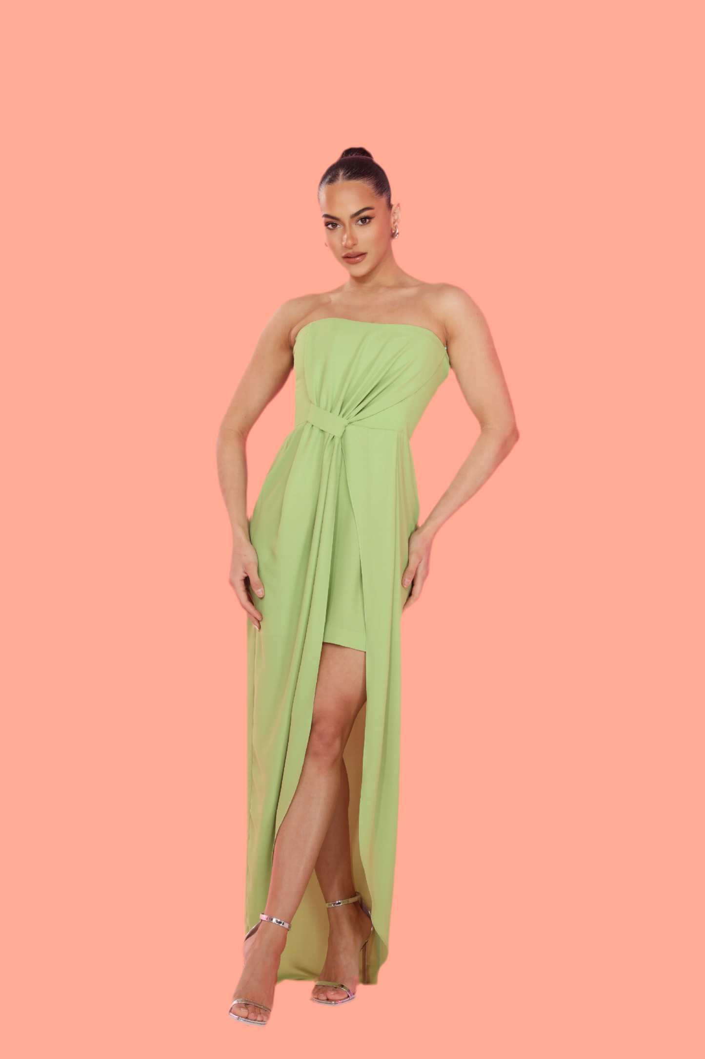 Fancy me strapless tulip hem high low dress