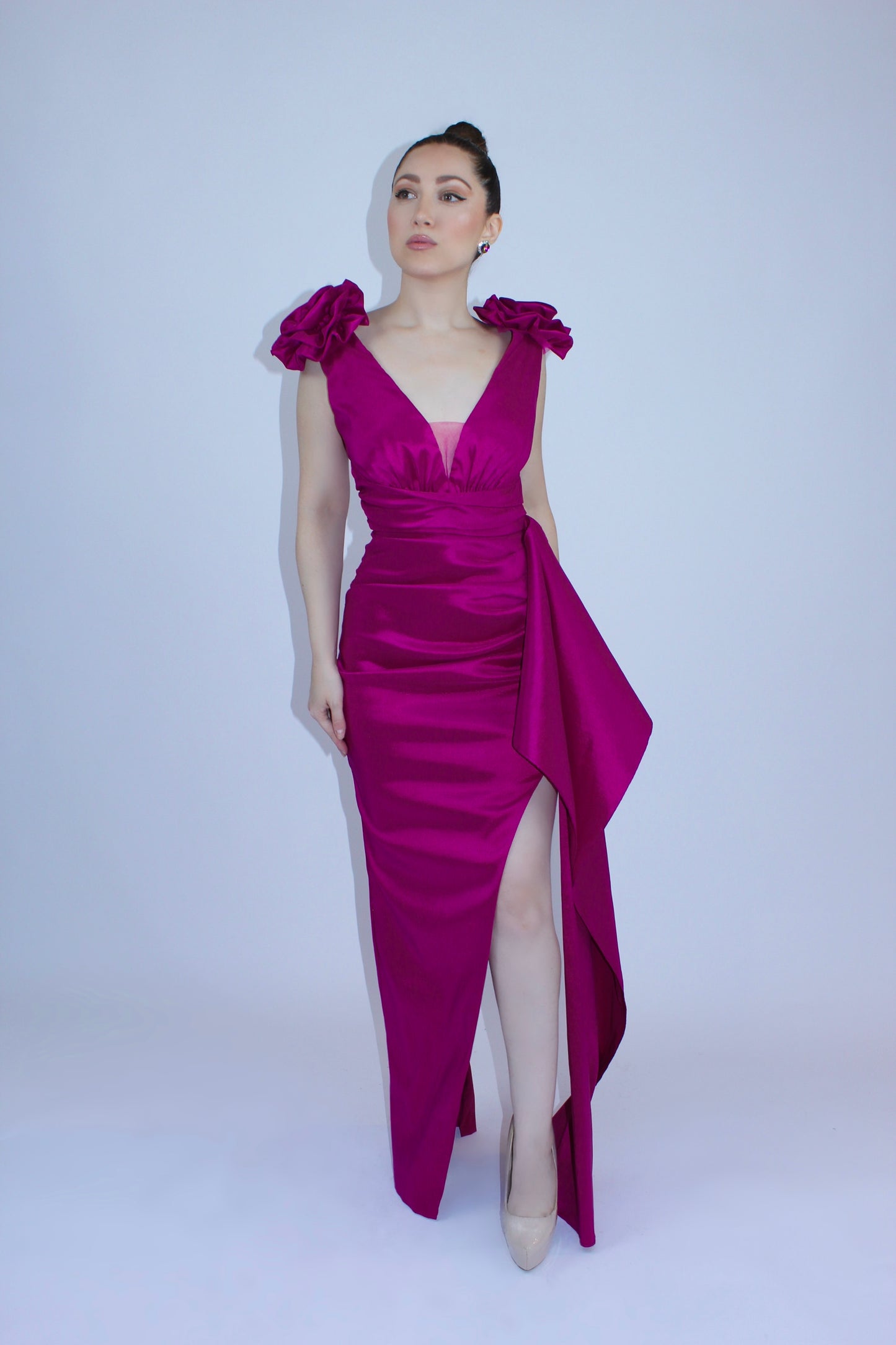 Rose bloom 3D floral detail gown