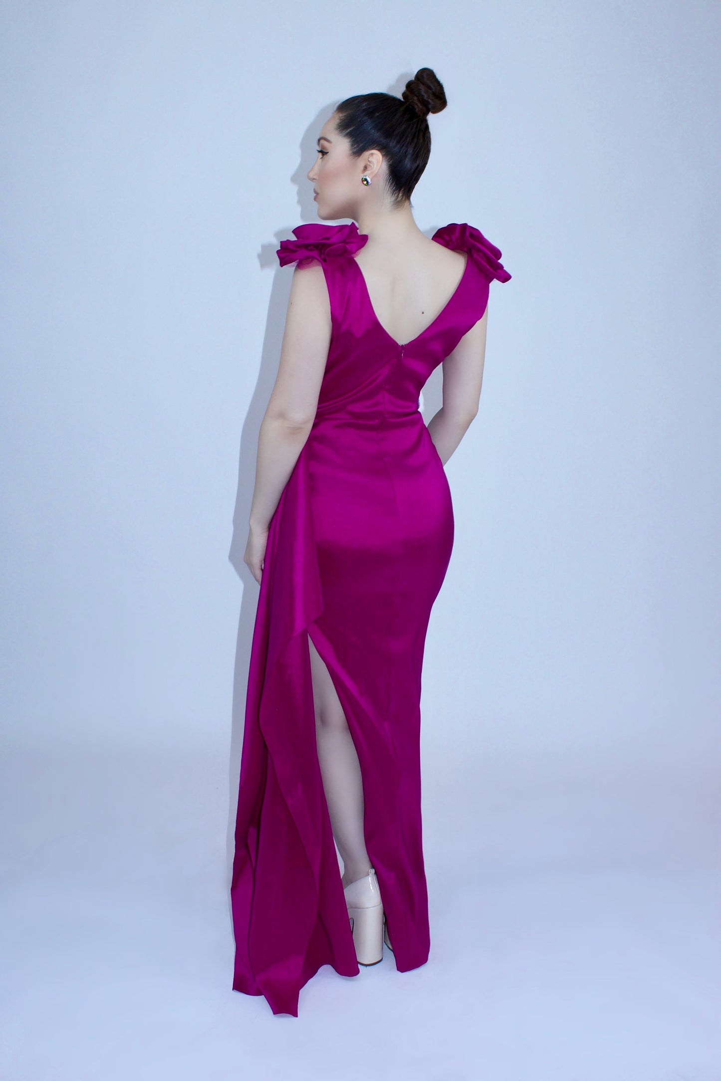 Rose bloom 3D floral detail gown