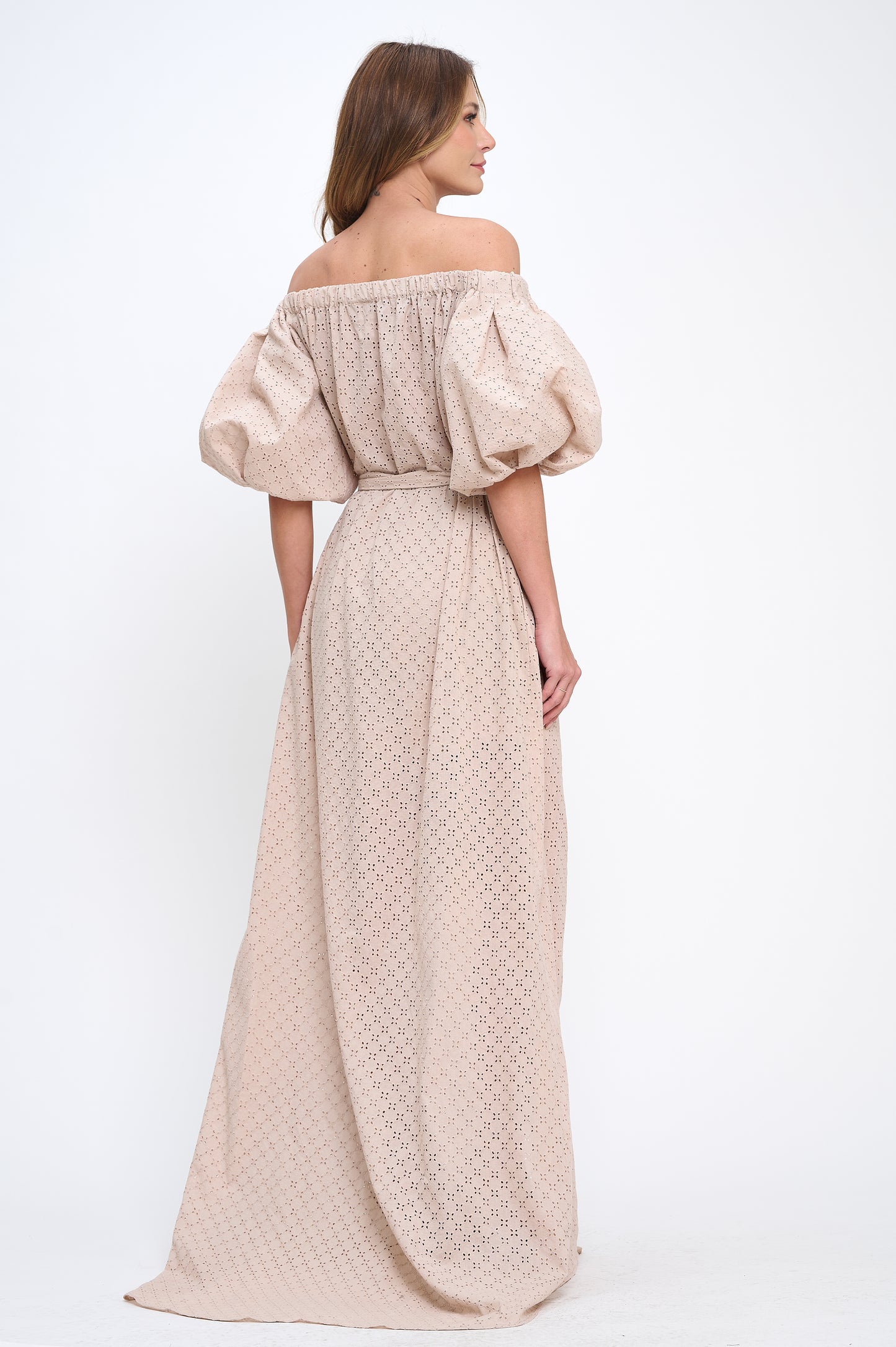 Cotton off shoulder top and bottoms two-piece set