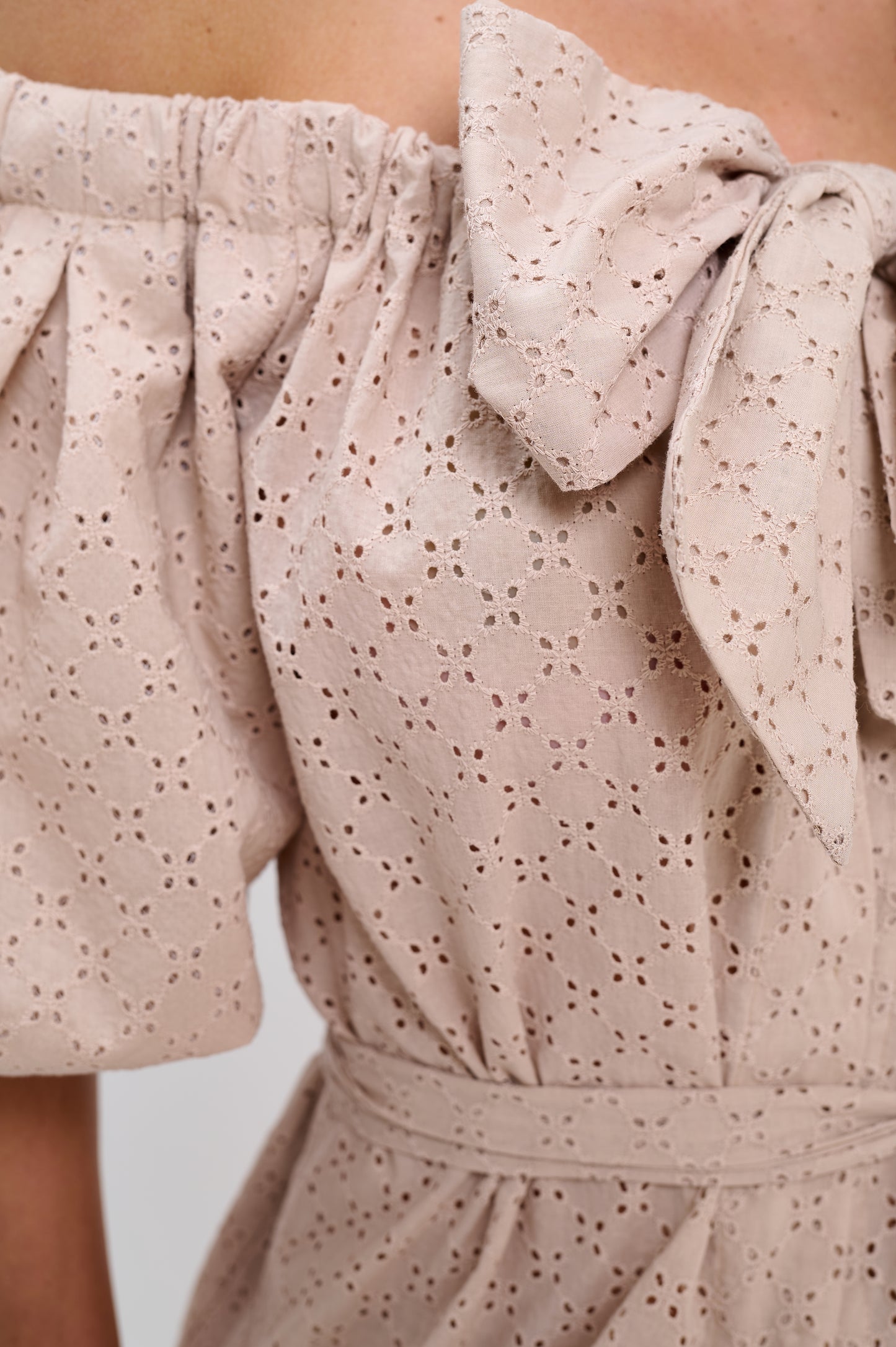 Cotton off shoulder top and bottoms two-piece set