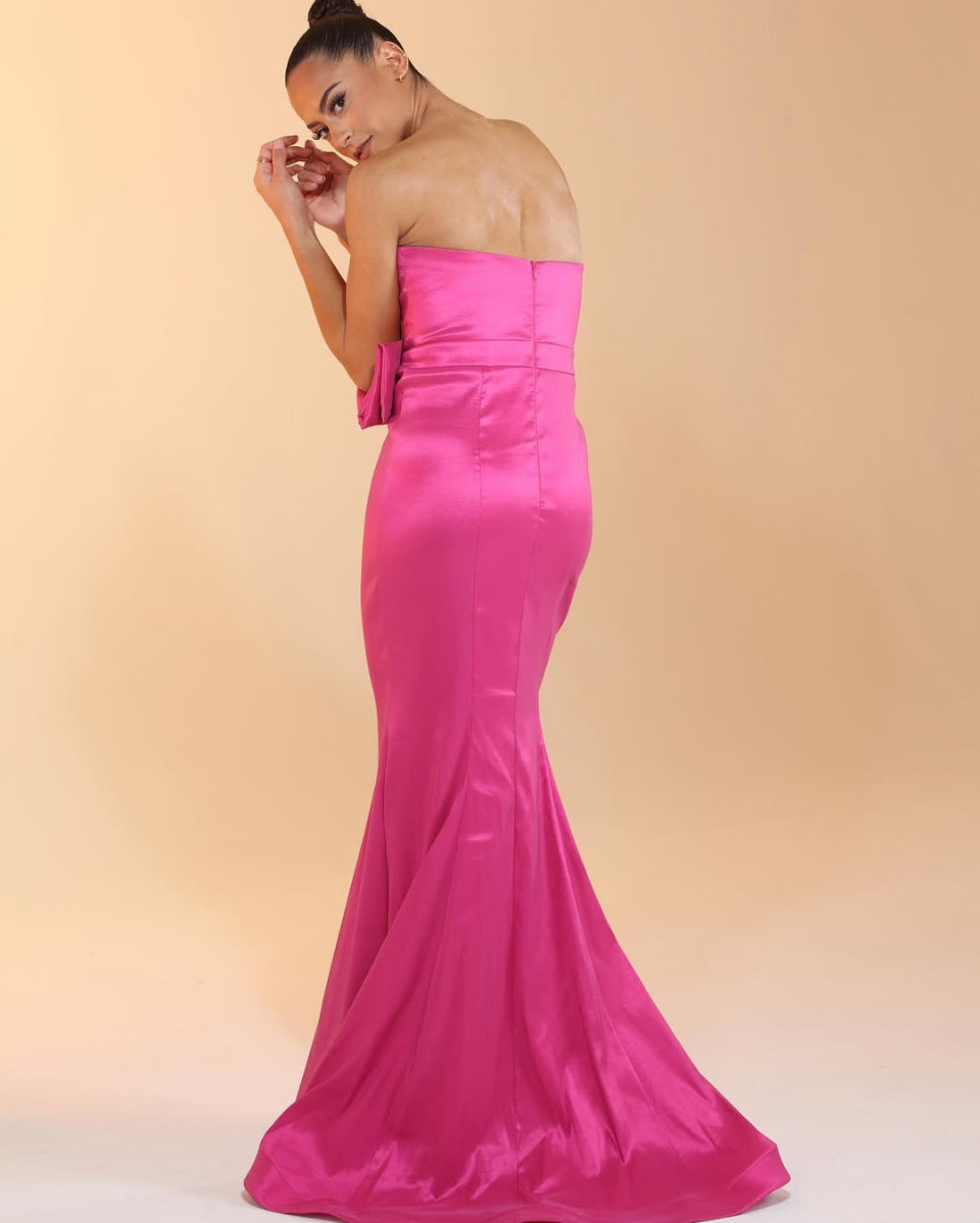 Strapless bow taffeta hourglass gown