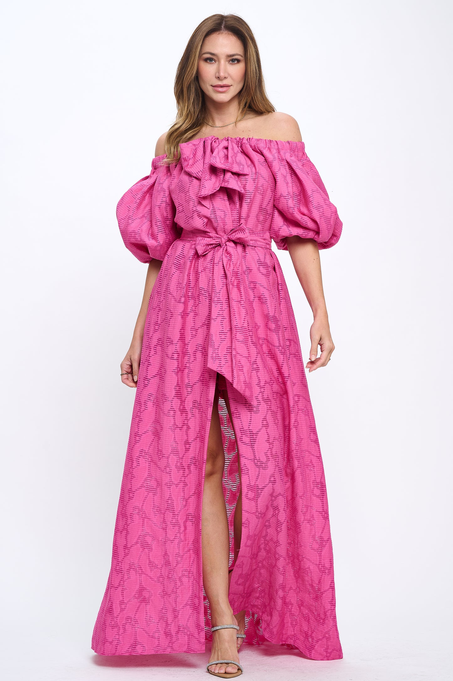 Cotton off shoulder top and bottoms two-piece set