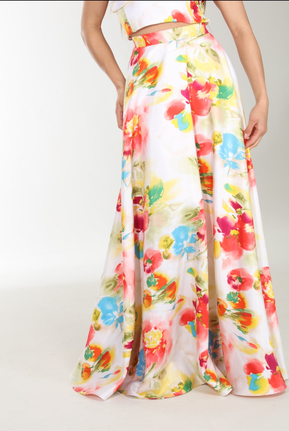 Floral bliss crop top and maxi skirt set