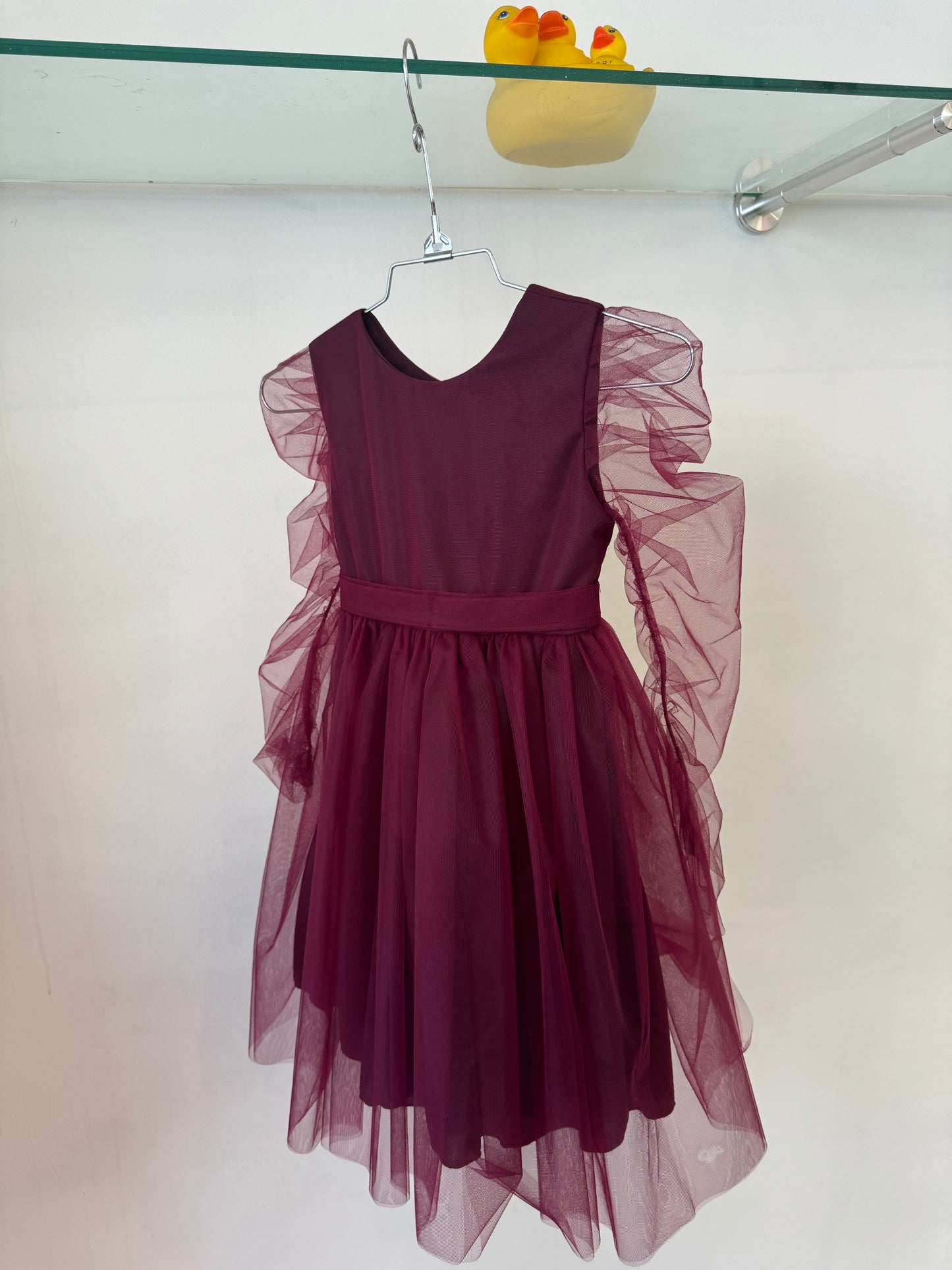 Mommy and Me Collection - Kids tulle long sleeve bow back tie dress