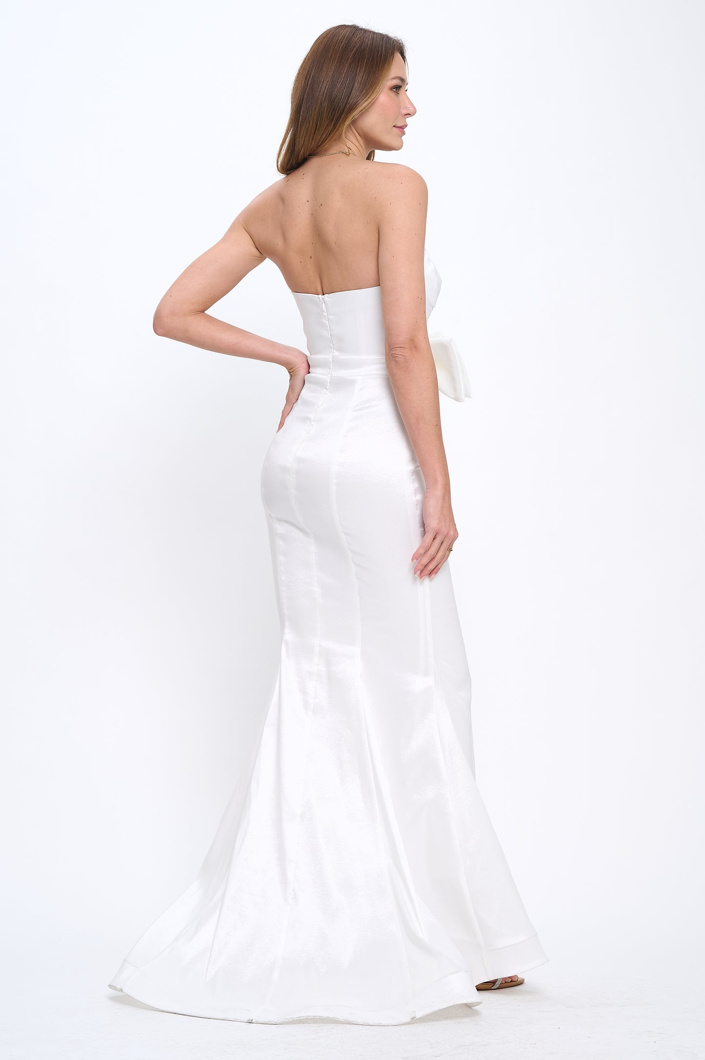 Strapless bow taffeta hourglass gown