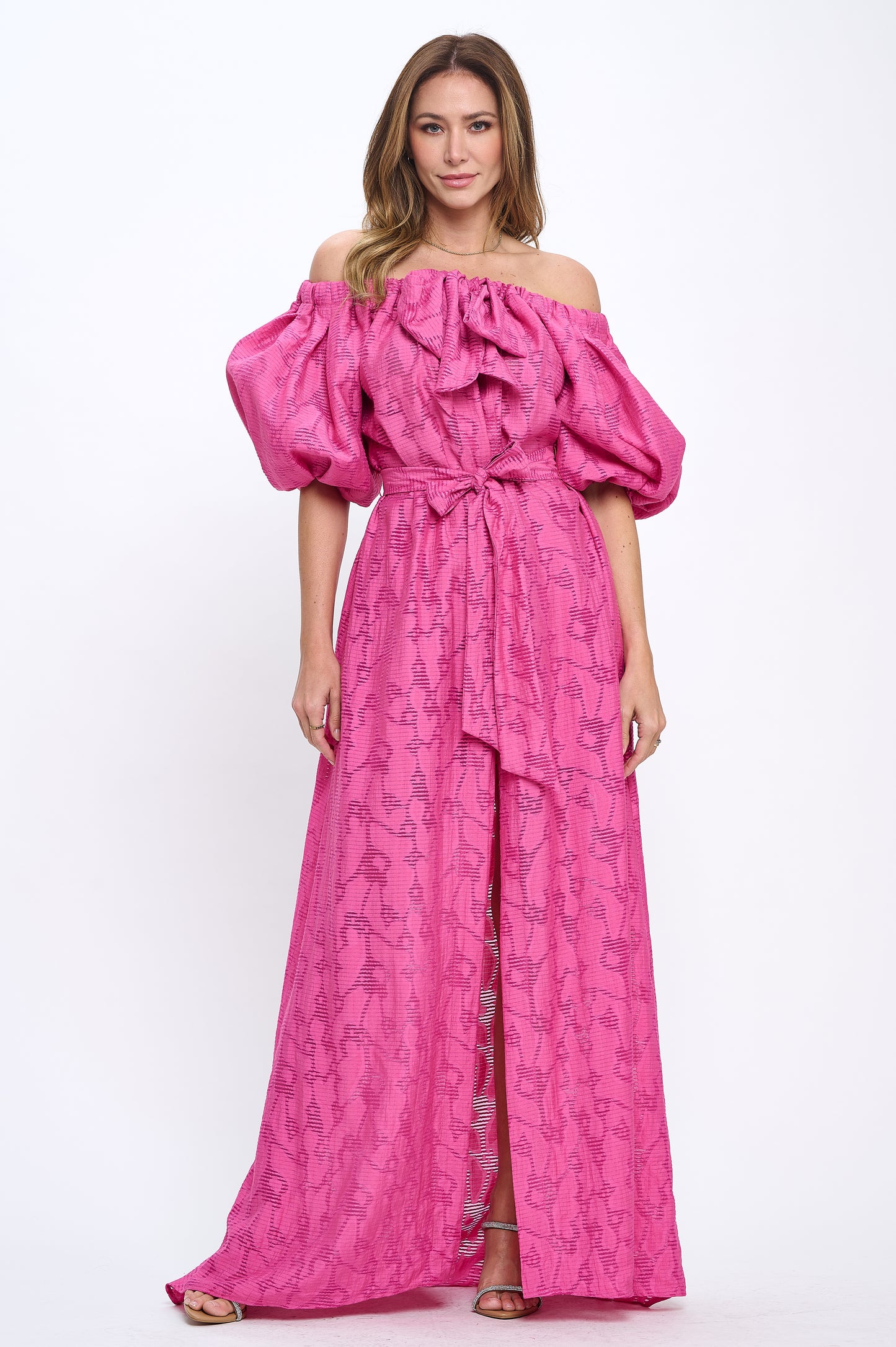 Cotton off shoulder top and bottoms two-piece set