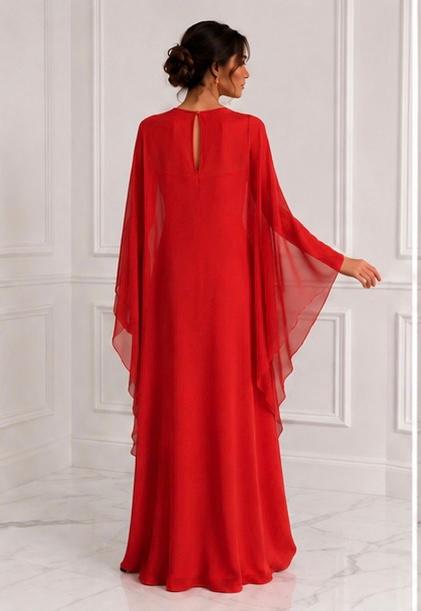 Chiffon maxi & detachable cape set