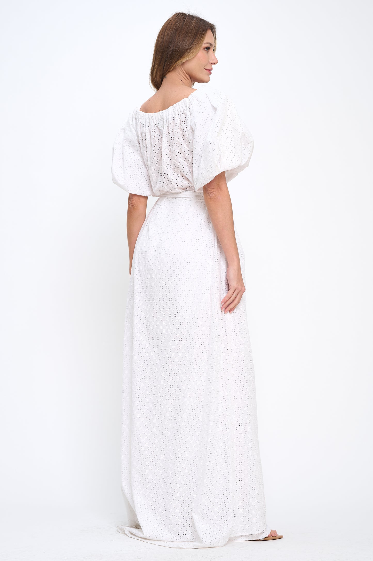 Cotton off shoulder top and bottoms two-piece set