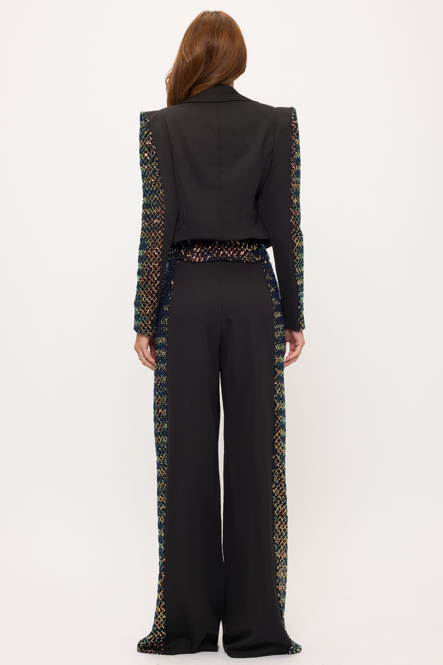 Pre-Order Classic crop suit with sequin twist