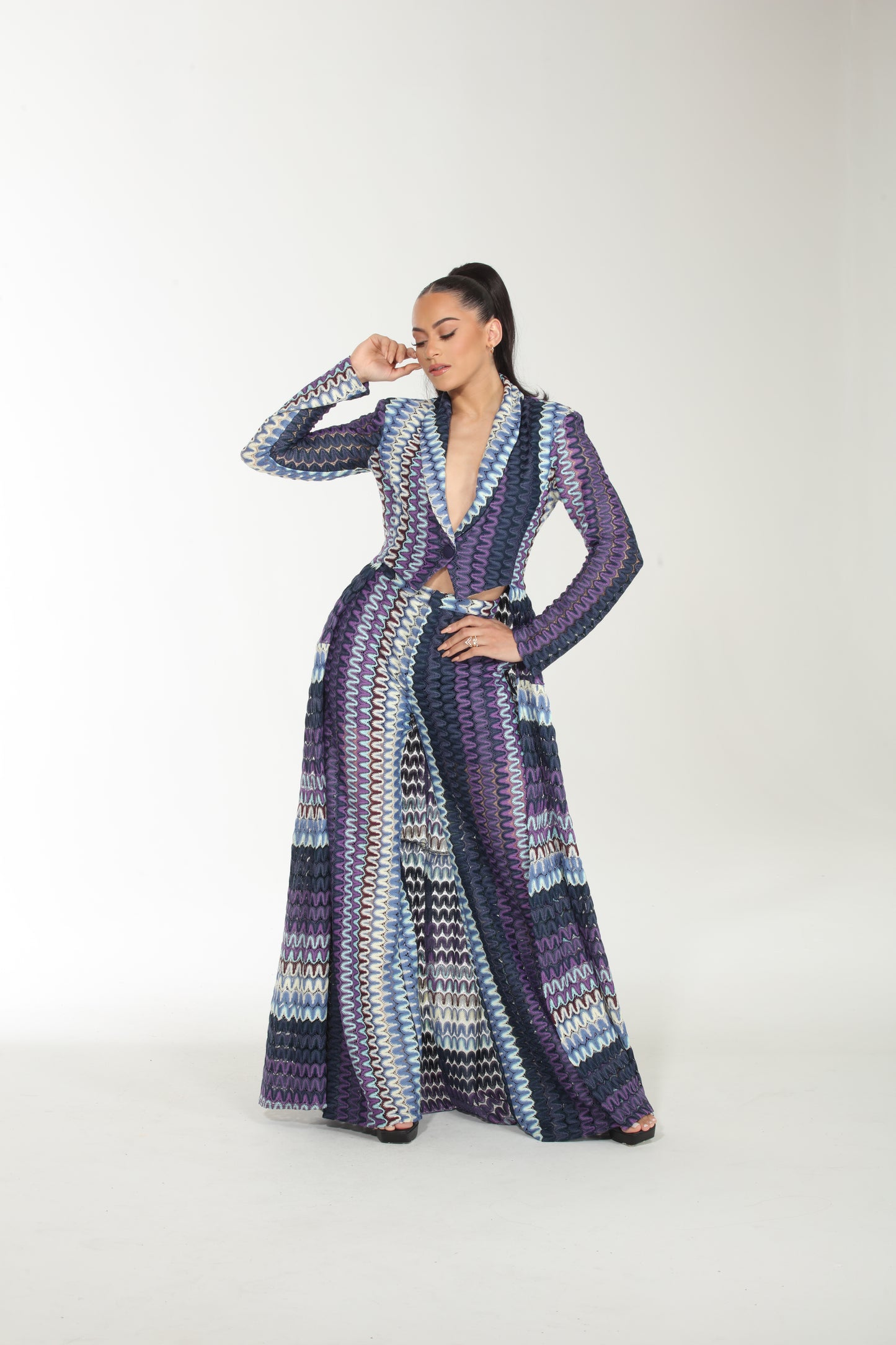 Missoni chevron zig-zag print jacket and pants suit set