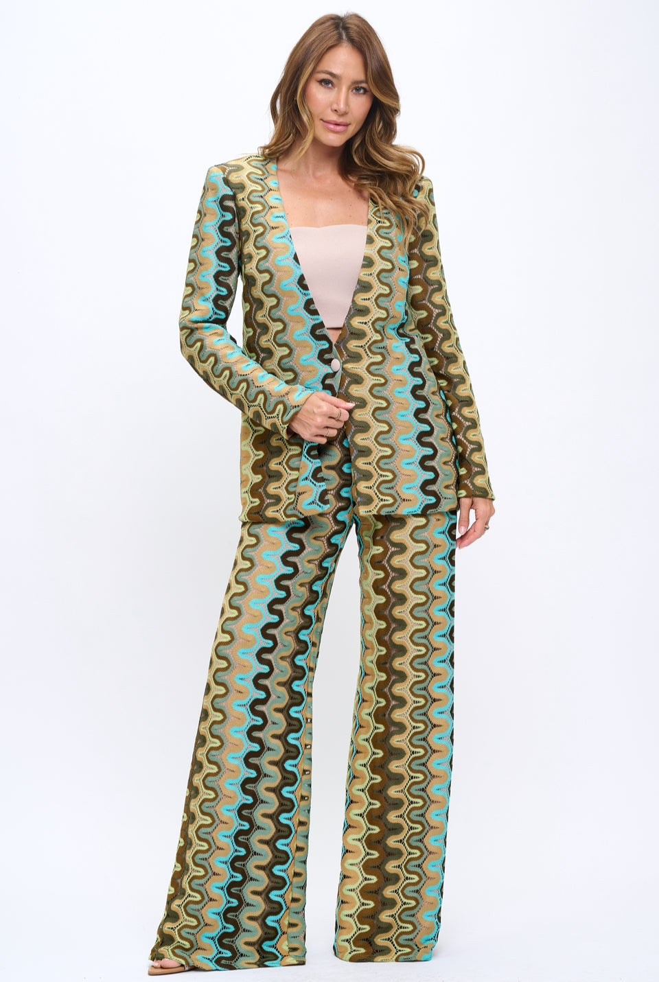 Missoni chevron print relaxed fit jacket and pants suit