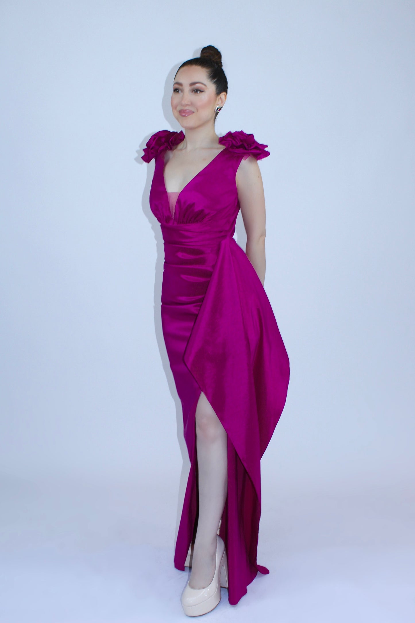 Rose bloom 3D floral detail gown
