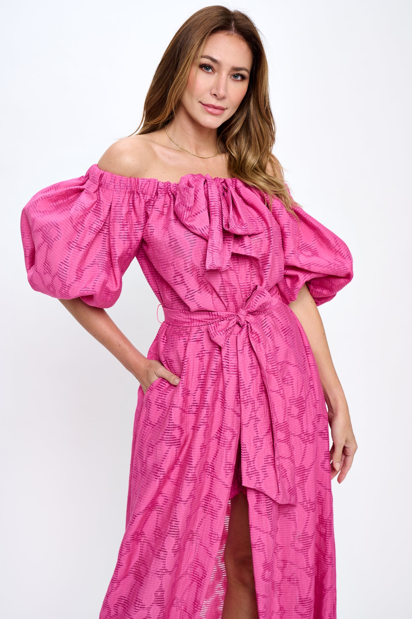 Cotton off shoulder top and bottoms two-piece set