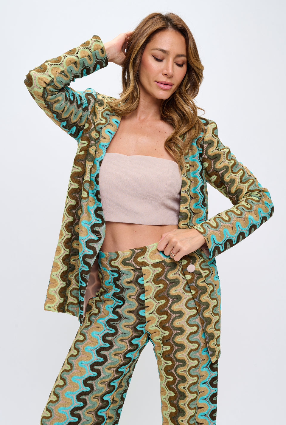 Missoni chevron print relaxed fit jacket and pants suit