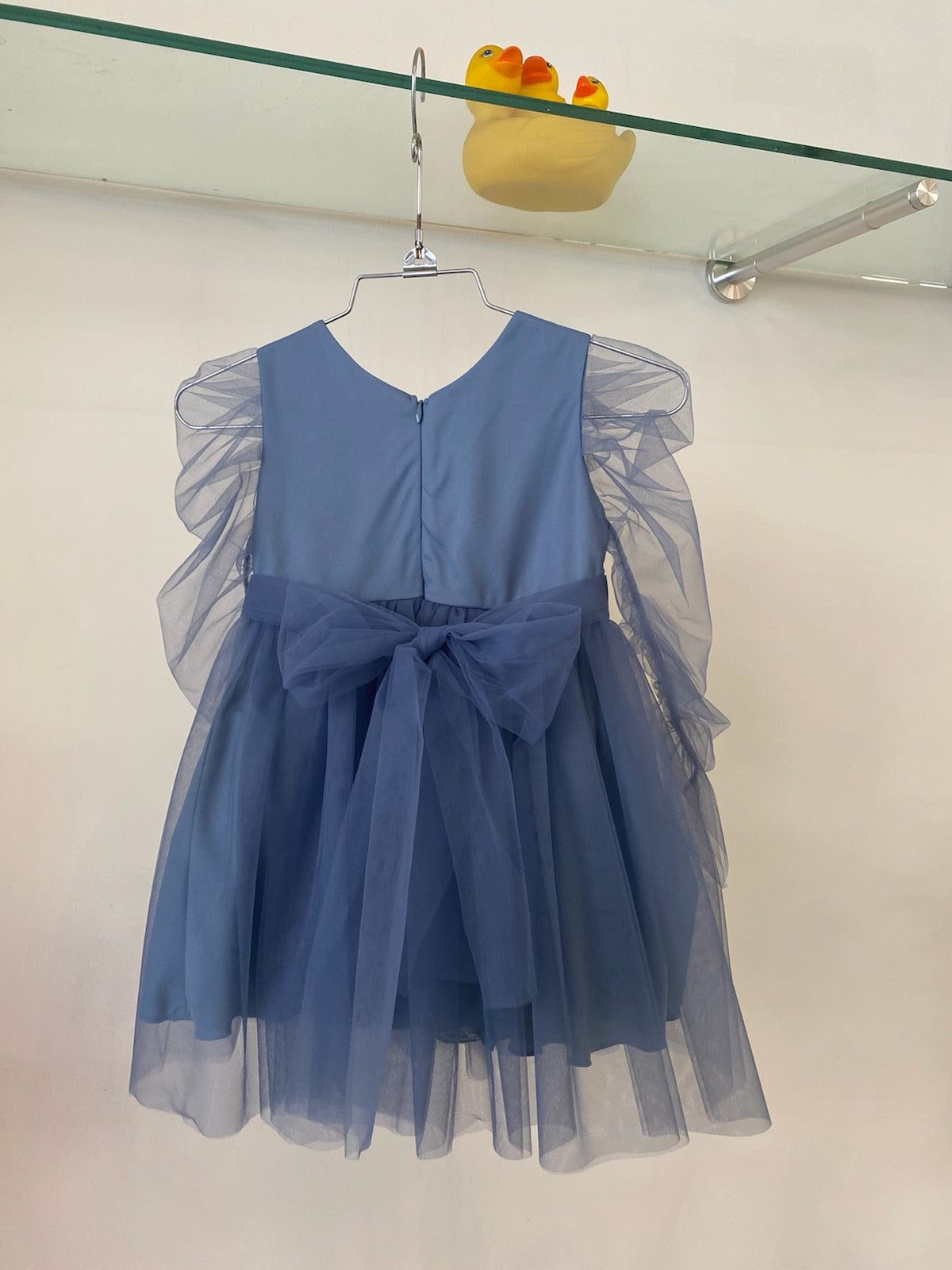 Mommy and Me Collection - Kids tulle long sleeve bow back tie dress