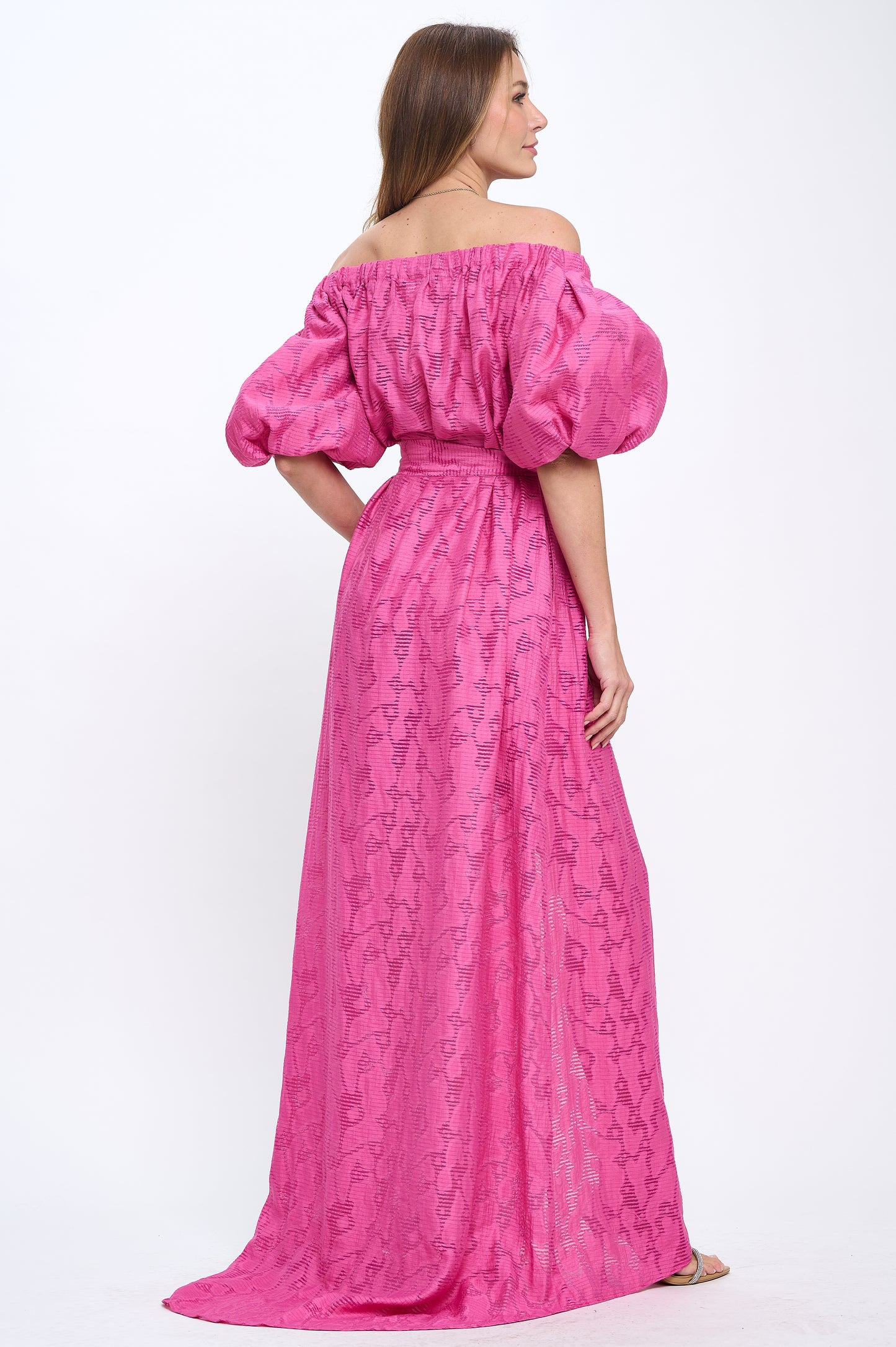 Cotton off shoulder top and bottoms two-piece set