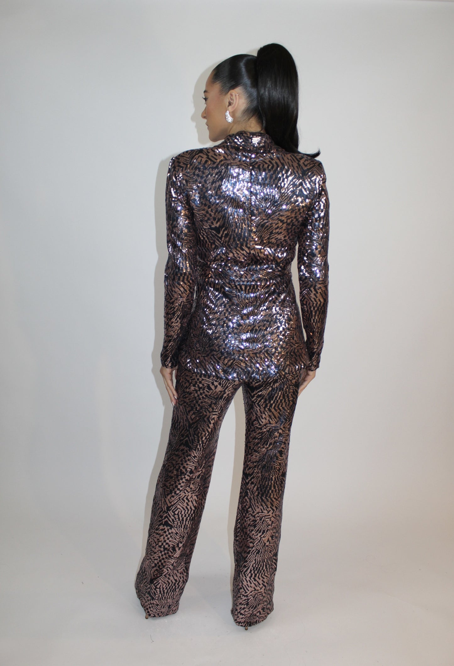 Bold Duet sequin jacket and pants suit set