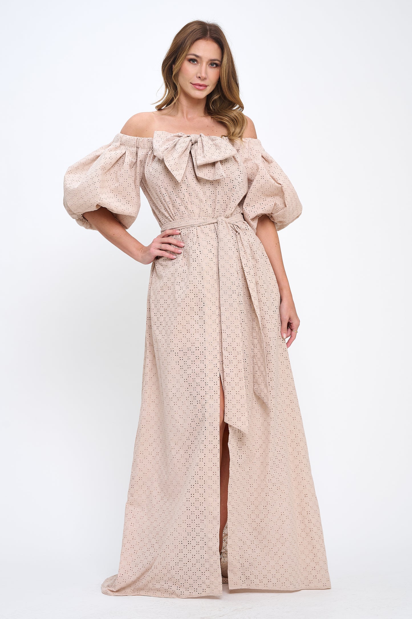 Cotton off shoulder top and bottoms two-piece set