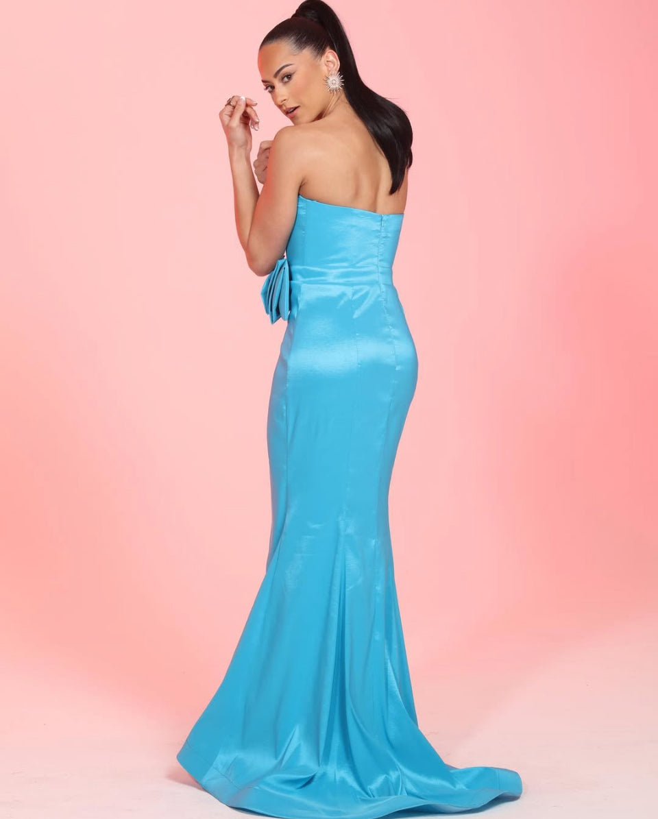 Strapless bow taffeta hourglass gown