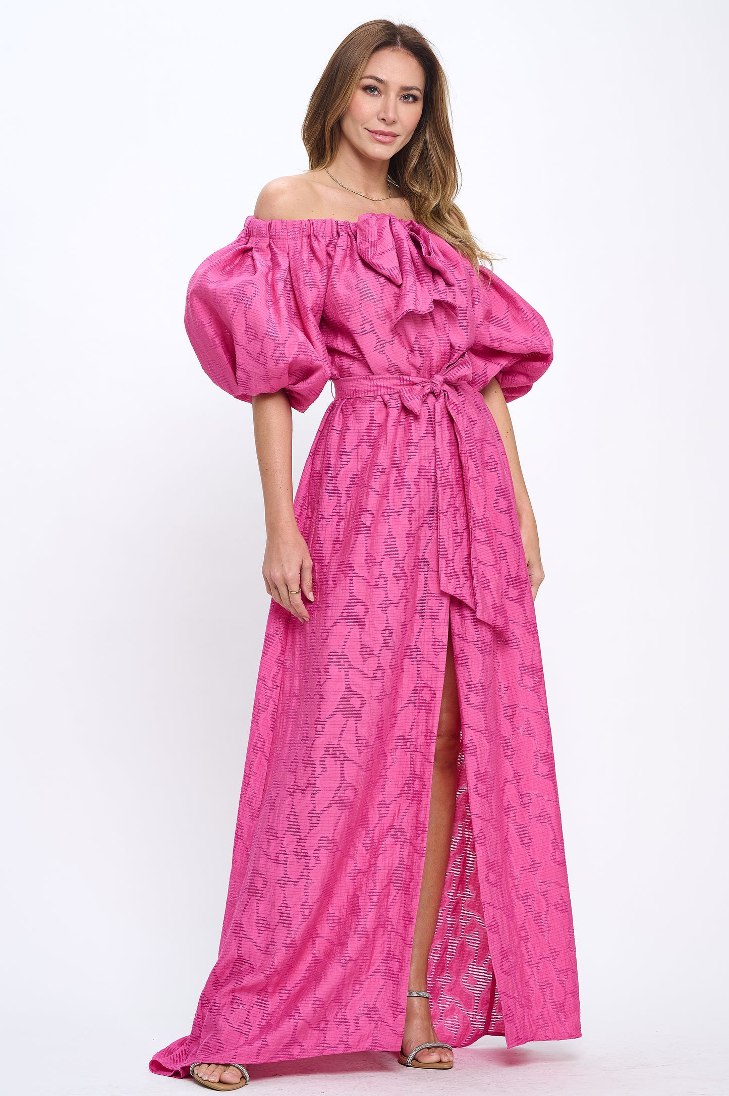Cotton off shoulder top and bottoms two-piece set