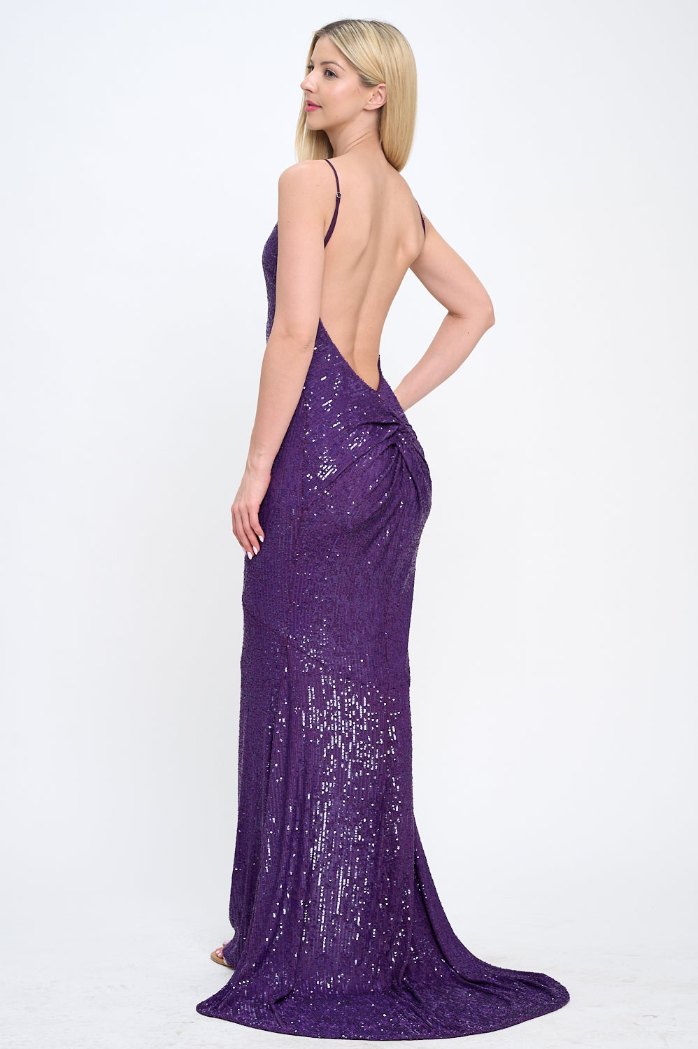Natasha sequin open back hourglass gown