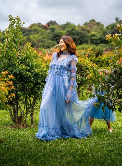 Elevated Elegance long sleeve tulle tiered gown