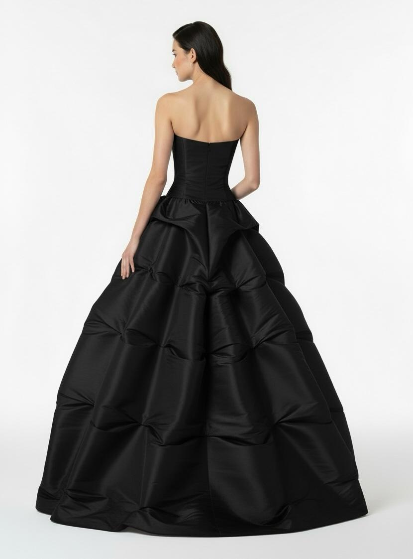 *Pre-Order Strapless corset taffeta gathered cupcake ball gown