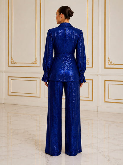 Dazzle stretch sequin pant suit