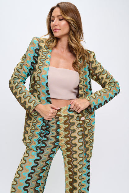 Missoni chevron print relaxed fit jacket and pants suit