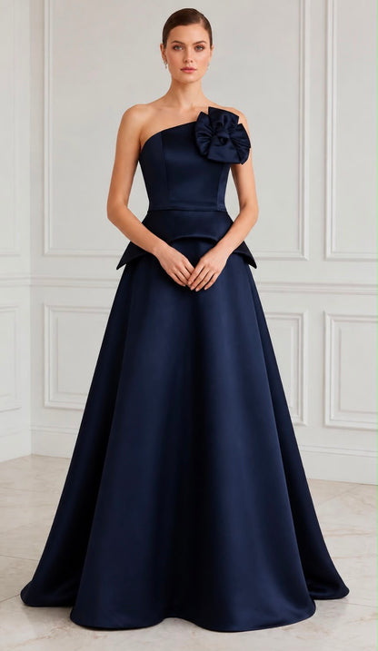 Strapless taffeta peplum ball gown