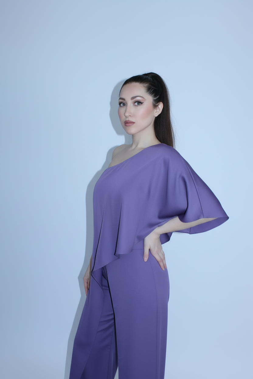 Asymmetrical one shoulder jumpsuit