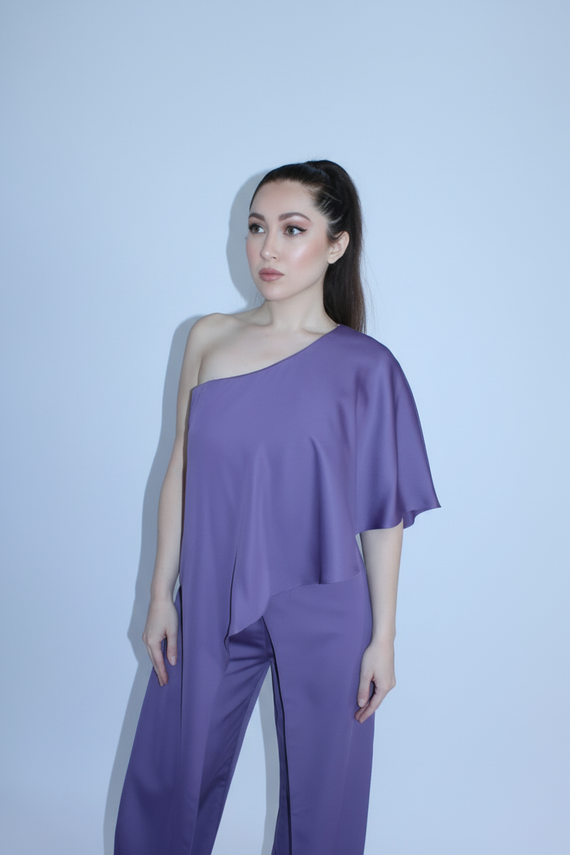 Asymmetrical one shoulder jumpsuit