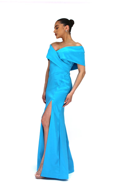 Iconic elegance off shoulder gown