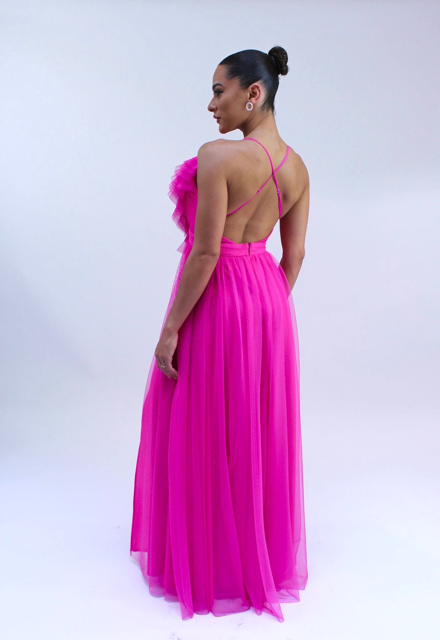 Heart shape soft ruffle tulle slit maxi dress Red / Medium Heart shape soft ruffle tulle slit maxi dress Red / Medium