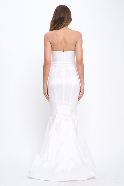 Strapless bow taffeta hourglass gown