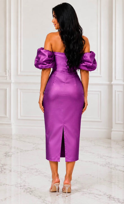 Off the shoulder taffeta midi dress