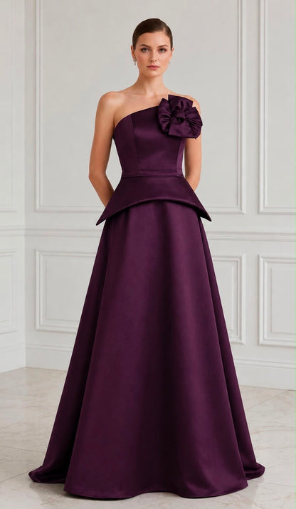Strapless taffeta peplum ball gown
