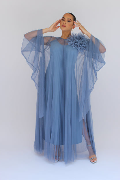 *Pre-Order Elegant event flower detail pleated tulle dress