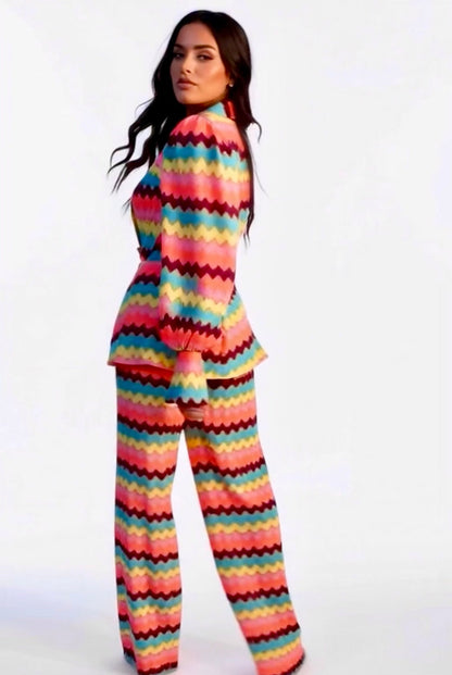 Missoni print crochet jacket and pants suit set