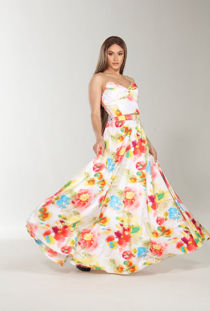 Floral bliss crop top and maxi skirt set