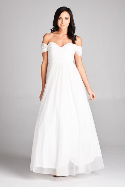 Majestic night off shoulder tulle gown