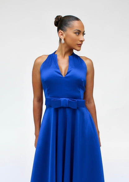 Delicate bow taffeta A-line midi dress