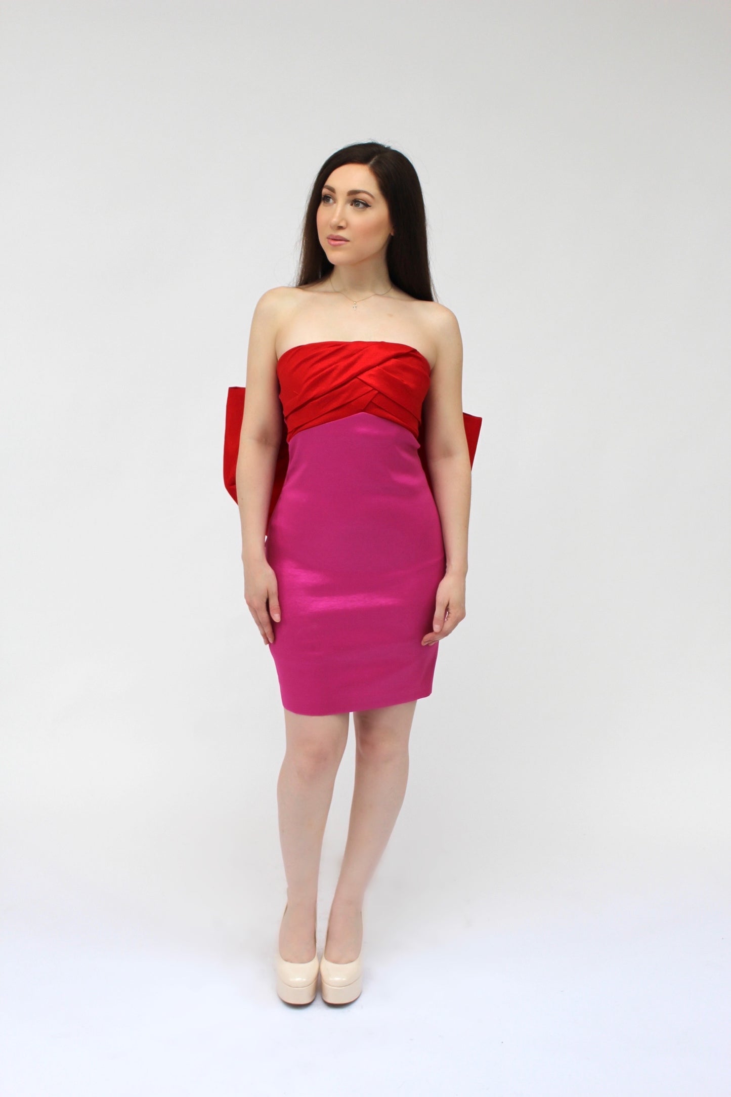 Take a bow mini tafetta dress