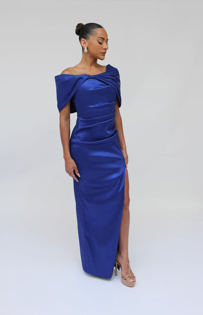 Good Evening off shoulder side slit gown