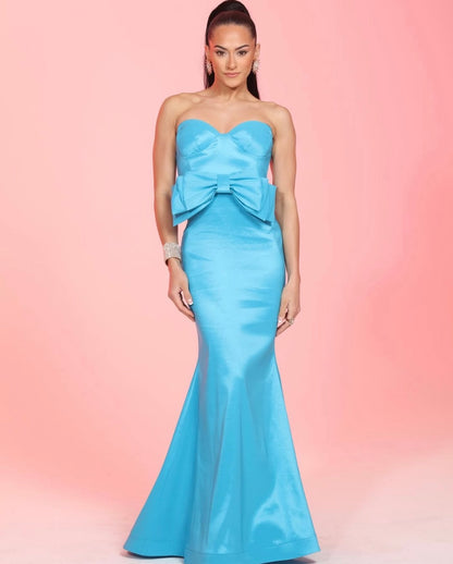 Strapless bow taffeta hourglass gown