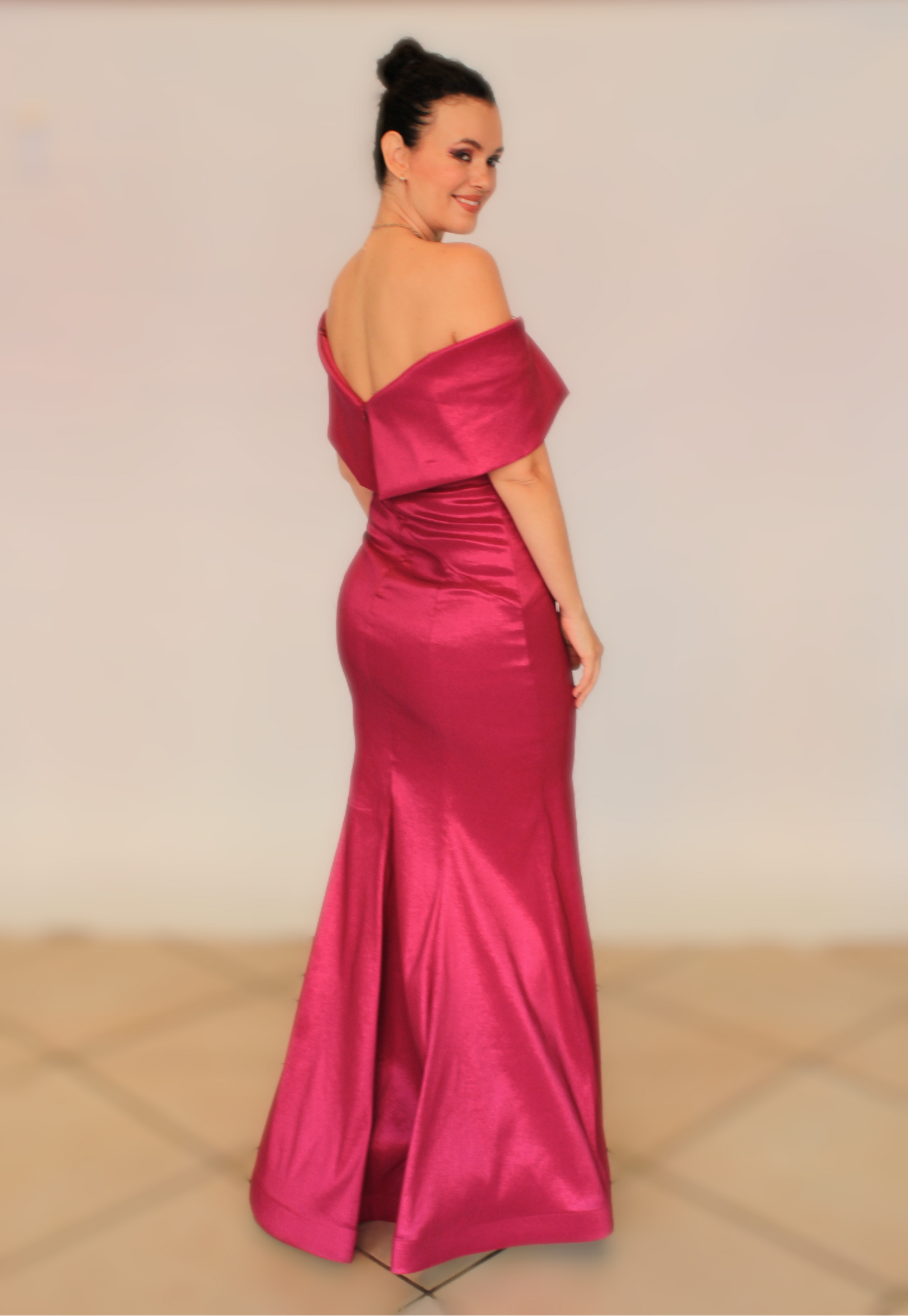 Iconic elegance off shoulder gown