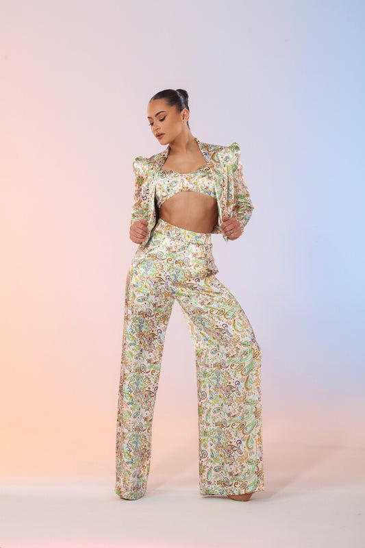 Paisley suits you perfectly satin set with pockets