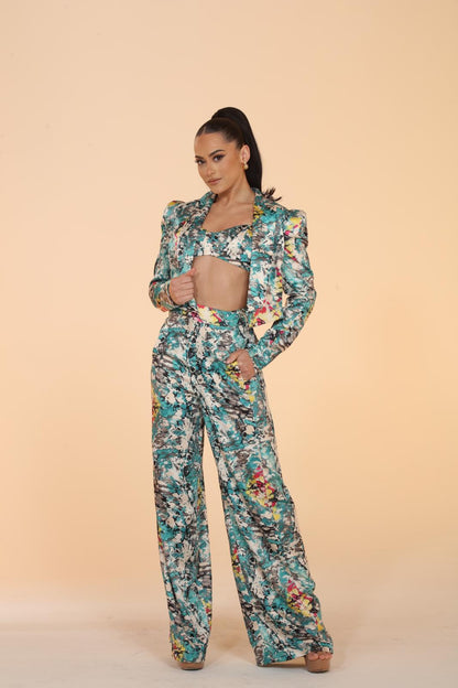 Marble suits you perfectly satin suit set with pockets